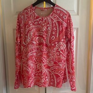 Coolibar Kawela Swim UPF 50+ Women's Red Coral Paisley Top Rash Guard Shelf Bra